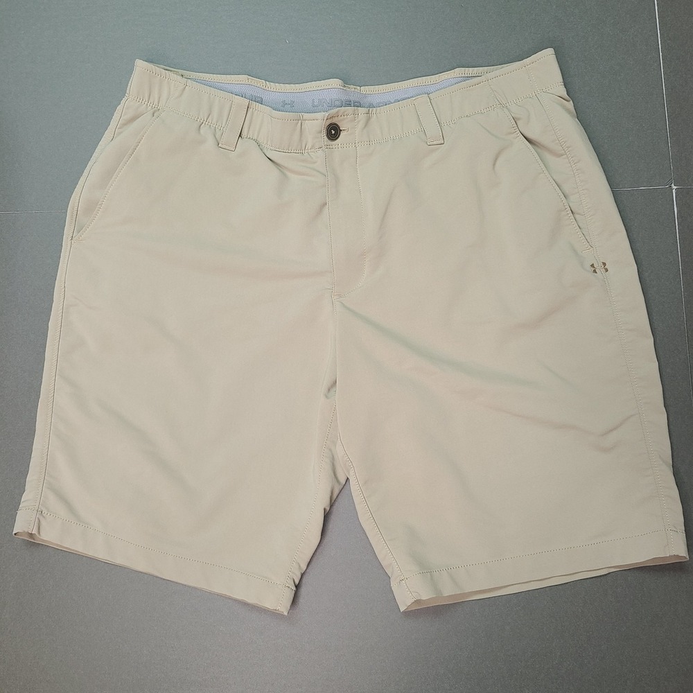 Under Armour Men's 40 UA Match Play Golf Shorts 10" Inseam Tan Khaki Lightweight